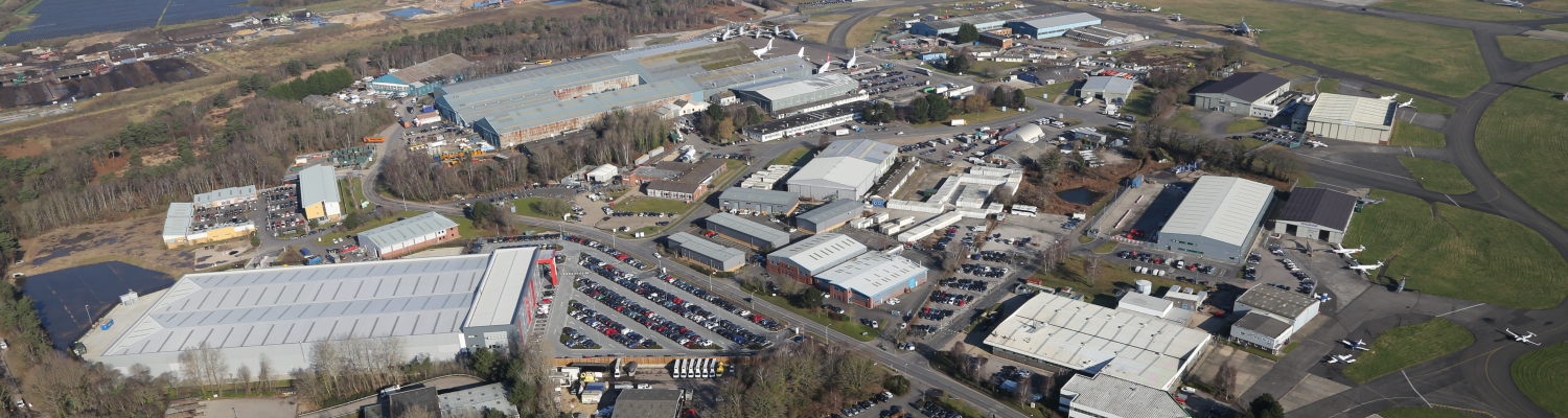 Aerial shot of business park 